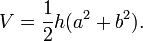 V = \frac{1}{2} h(aˆ2 + bˆ2).